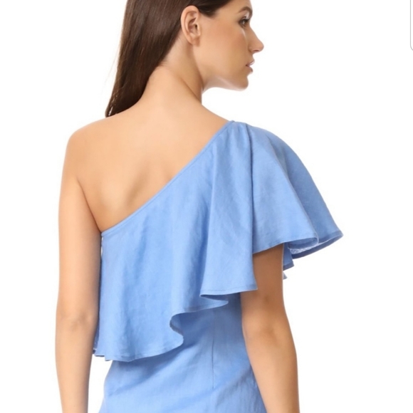 CAPULET One Shoulder Mini Linen Dress - Picture 7 of 9